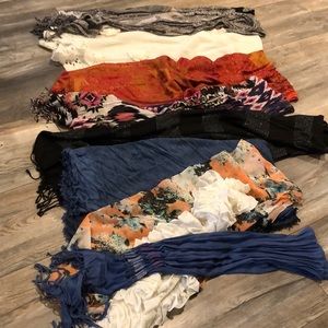 Variety of scarfs. 9 total